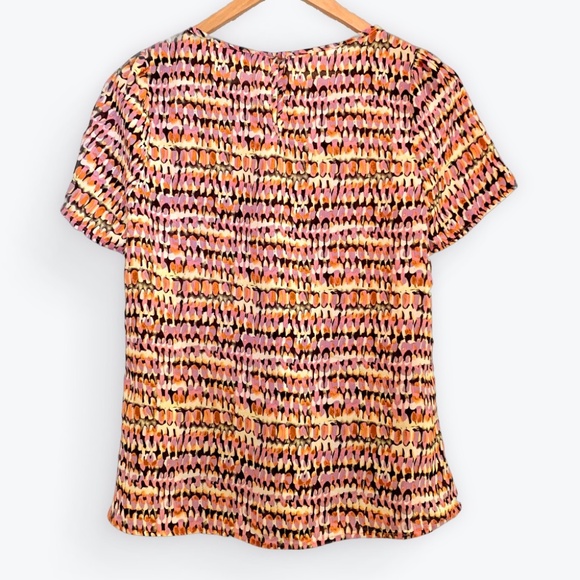 UMGEE | Short Sleeve Blouse Abstract Bright Lightweight Cotton Blend | Size S - Picture 2 of 6